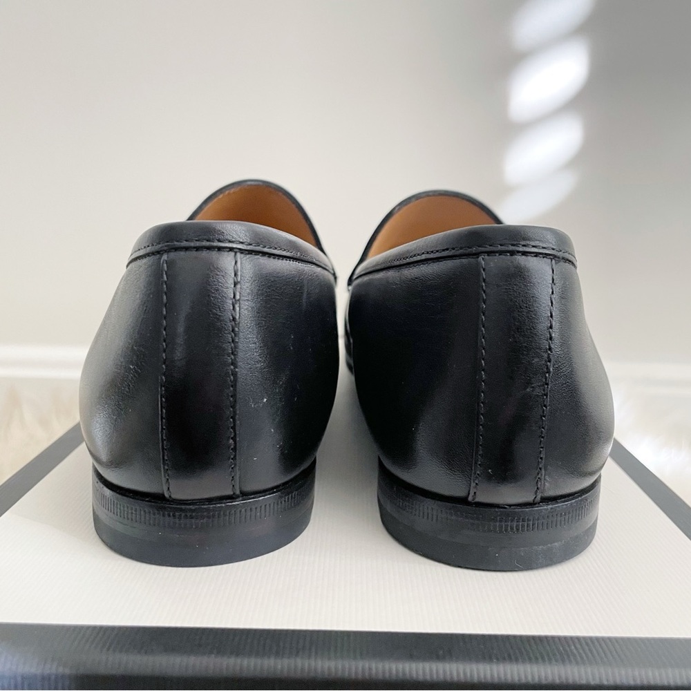 Gucci Jordaan Horsebit Leather Loafer Black Gold size 39.5 - Picture 6 of 9